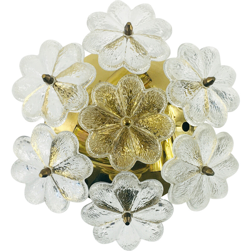 Mid-century Floral Murano glass ceiling lamp by Ernst Palme for Palwa, Germany 1970s