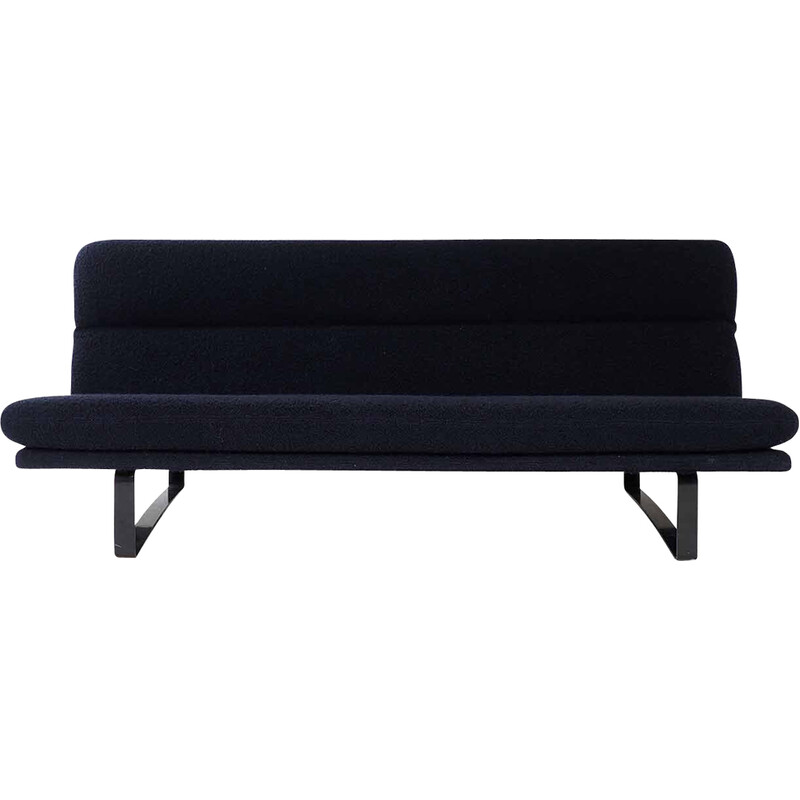 Vintage 3 seater dark blue sofa by Kho Liang Ie for Artifort, 1968