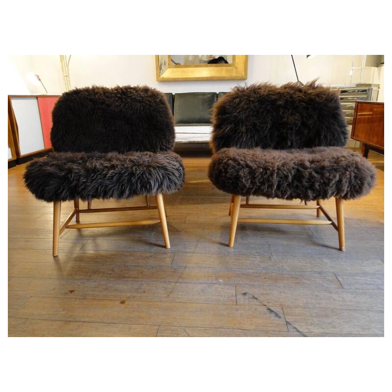 Pair of Ljungs Industrier AB "Te-Ve" lounge chairs, Alf SVENSSON - 1950s