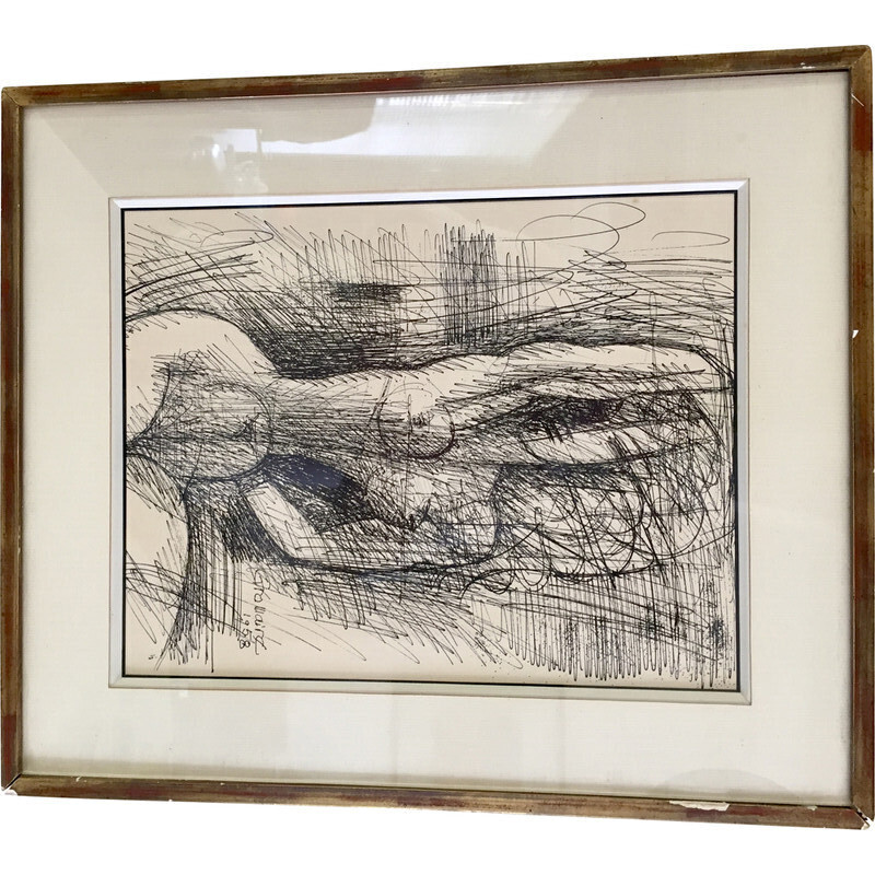 Original vintage drawing in Indian ink by Marcel Gromaire