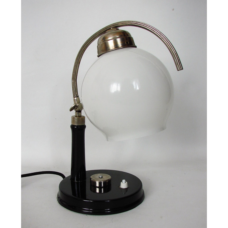 Vintage Bauhaus lamp in brass, metal and glass, 1940s