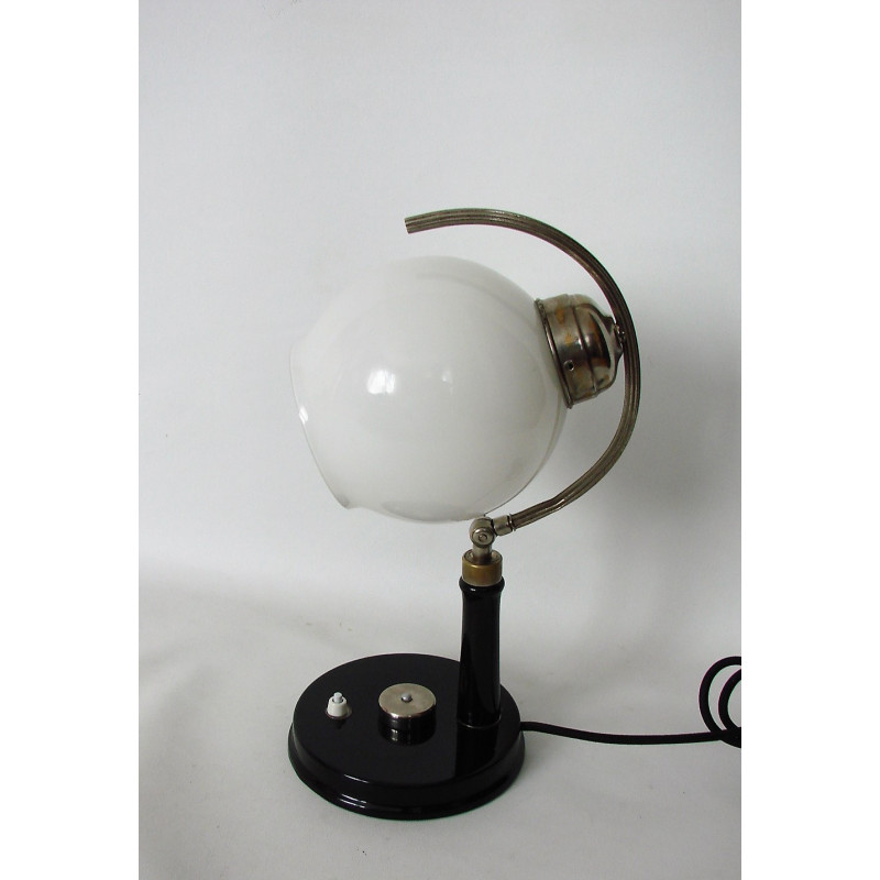 Vintage Bauhaus lamp in brass, metal and glass, 1940s