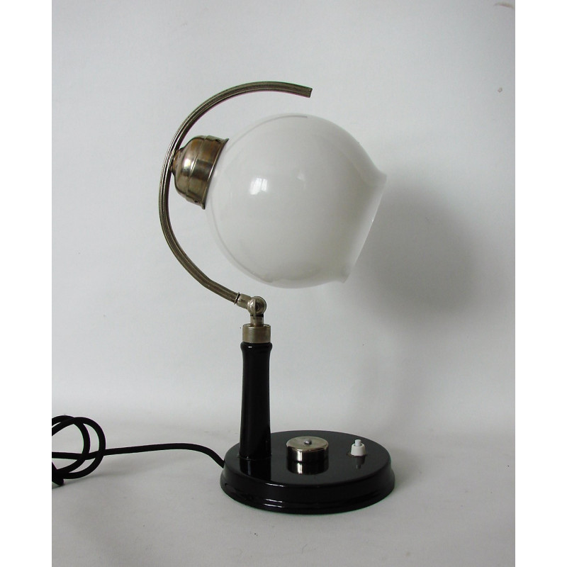 Vintage Bauhaus lamp in brass, metal and glass, 1940s