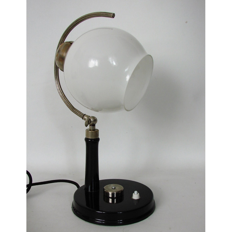 Lampe vintage Bauhaus en laiton, métal et verre, 1940