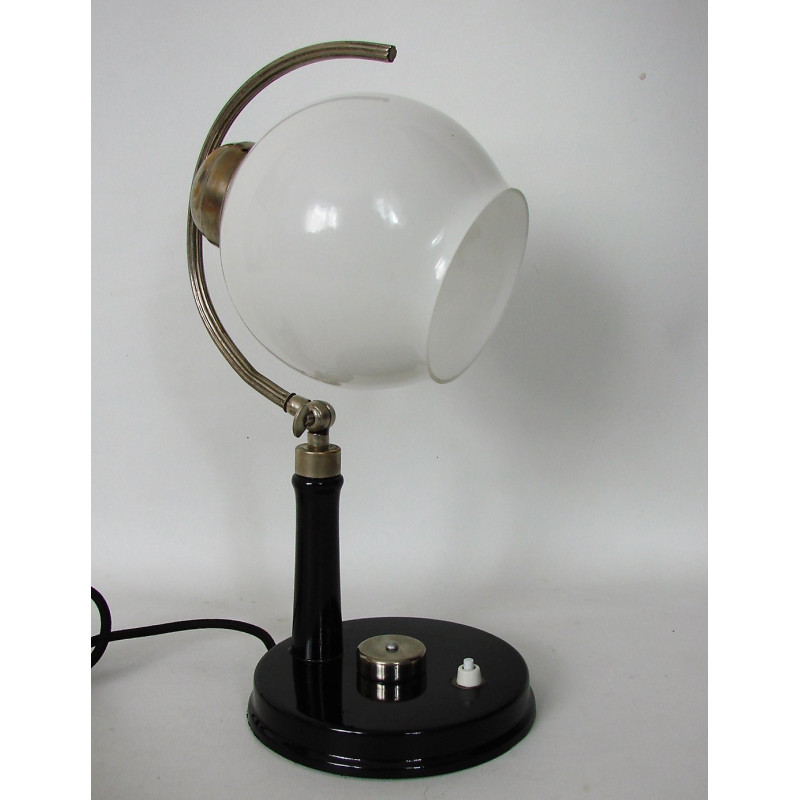 Vintage Bauhaus lamp in brass, metal and glass, 1940s