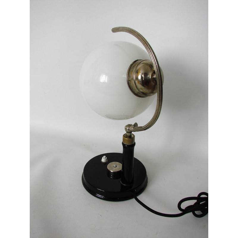 Vintage Bauhaus lamp in brass, metal and glass, 1940s