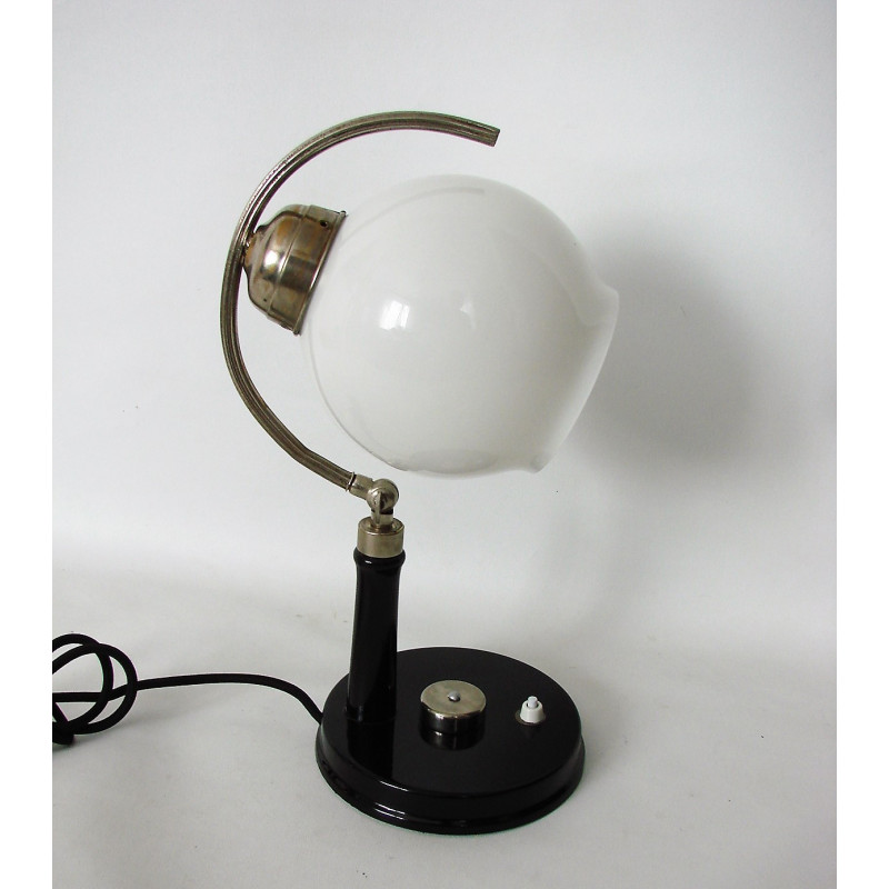 Vintage Bauhaus lamp in brass, metal and glass, 1940s