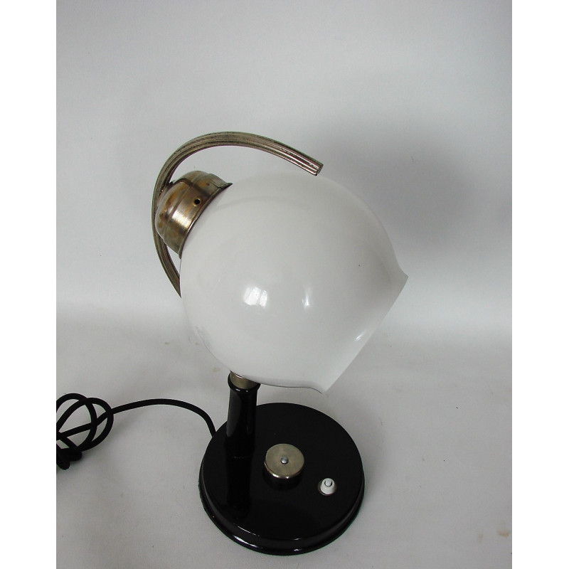 Vintage Bauhaus lamp in brass, metal and glass, 1940s