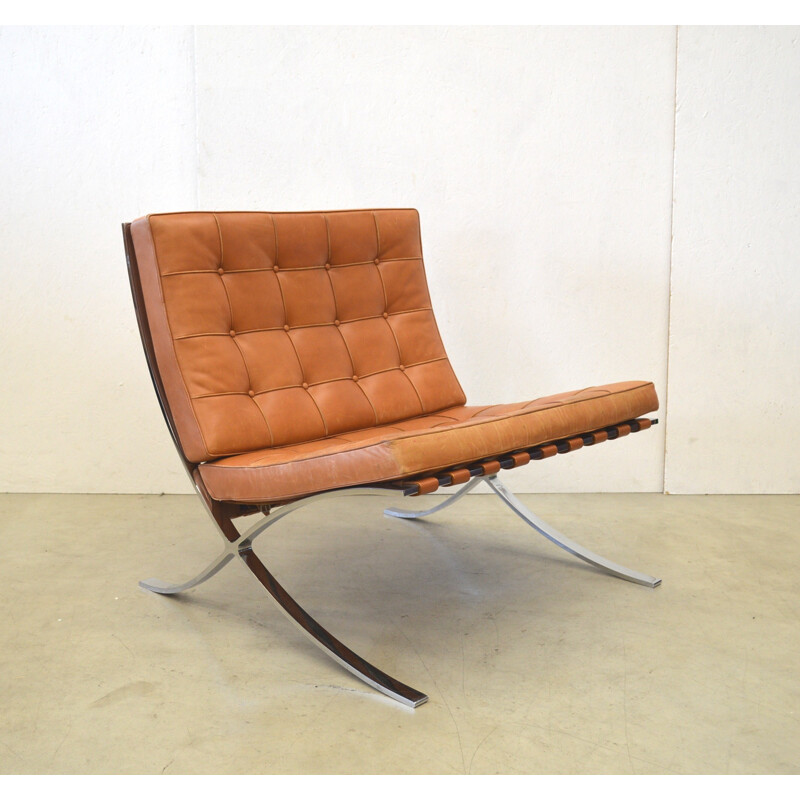 Knoll International  pair of two brown leather Barcelona Chair, Mies VAN DER ROHE -  1990s 