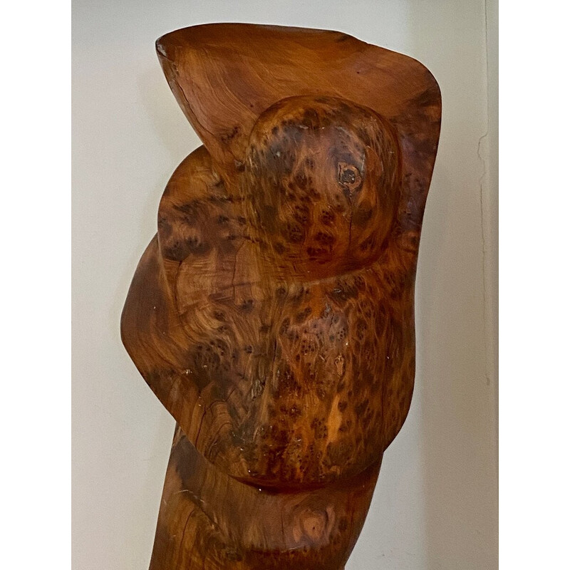 Vintage sculpture in olive wood, 1970