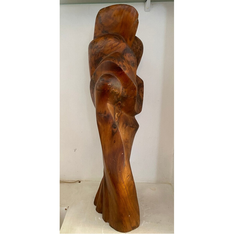 Vintage sculpture in olive wood, 1970