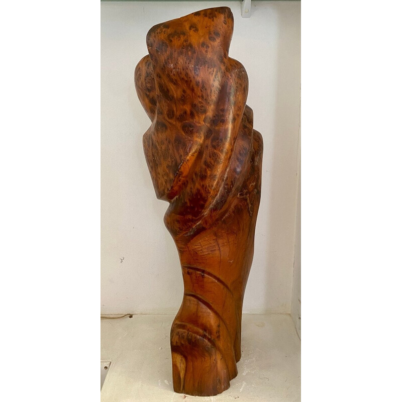 Vintage sculpture in olive wood, 1970