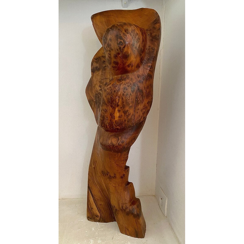 Vintage sculpture in olive wood, 1970