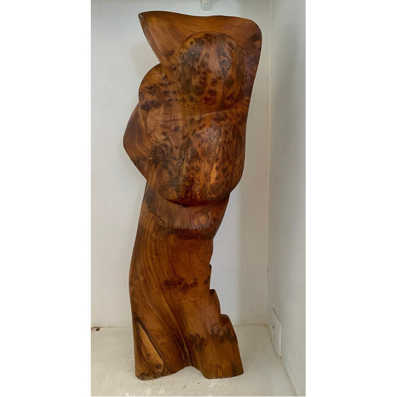 Vintage sculpture in olive wood, 1970