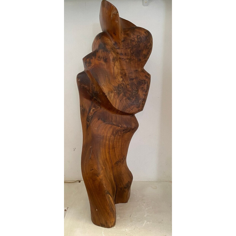 Vintage sculpture in olive wood, 1970