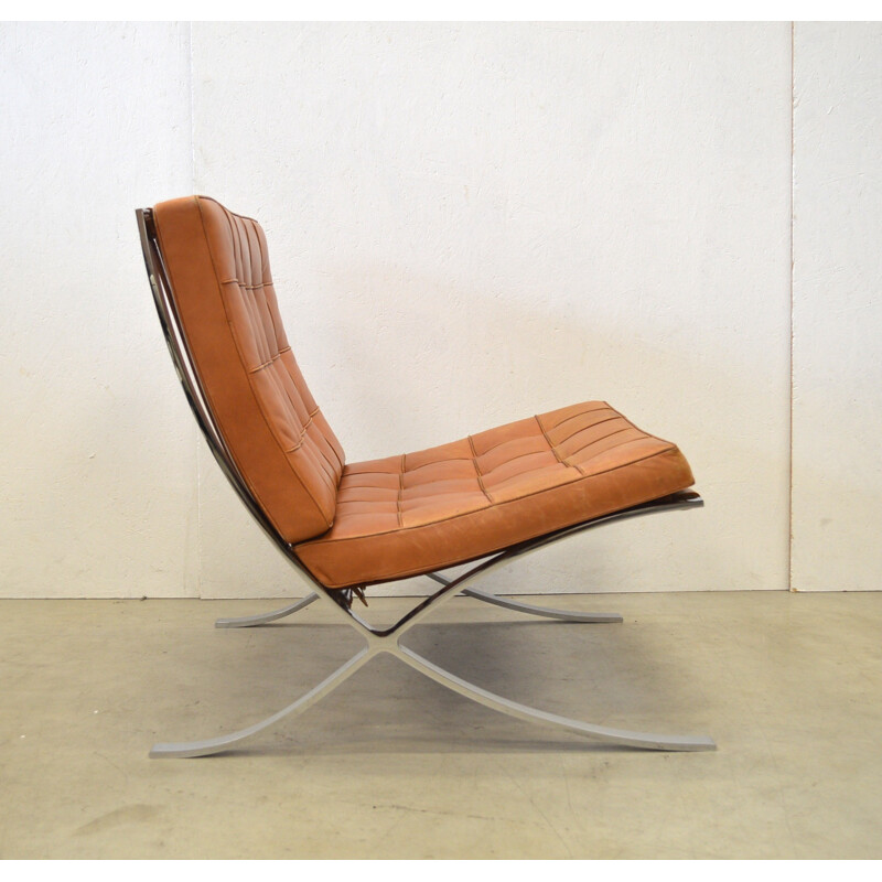 Knoll International  pair of two brown leather Barcelona Chair, Mies VAN DER ROHE -  1990s 