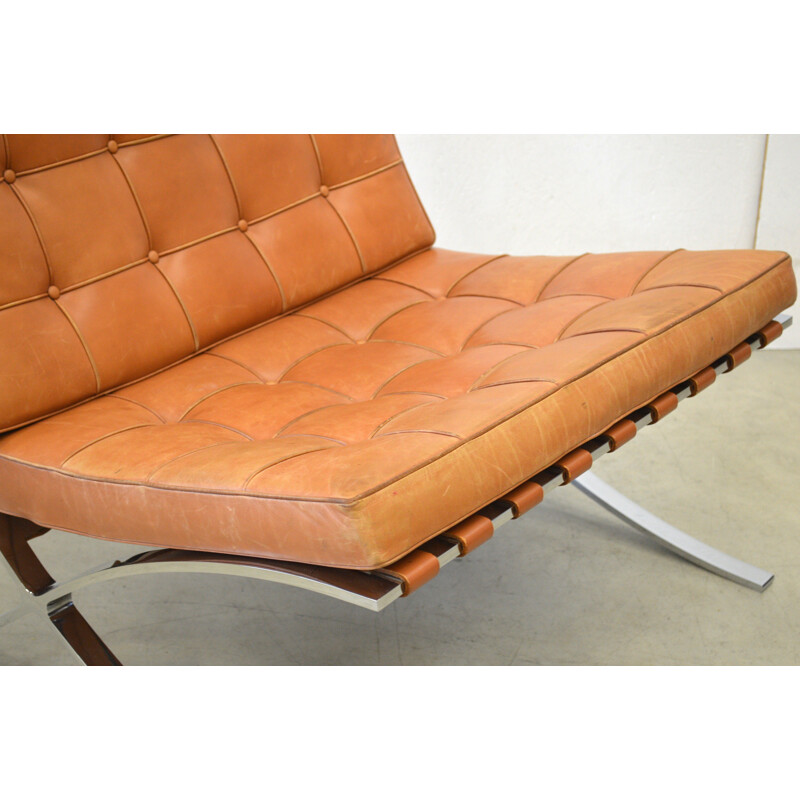 Knoll International  pair of two brown leather Barcelona Chair, Mies VAN DER ROHE -  1990s 