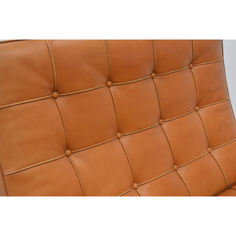 Knoll International  pair of two brown leather Barcelona Chair, Mies VAN DER ROHE -  1990s 