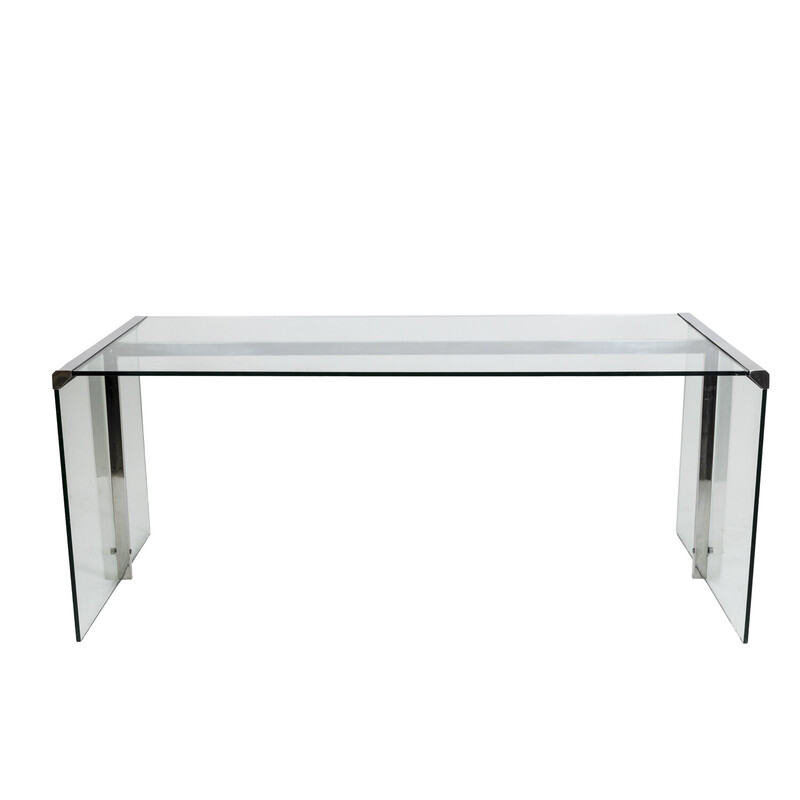 Vintage glass desk by Gallotti and Radice, 1970