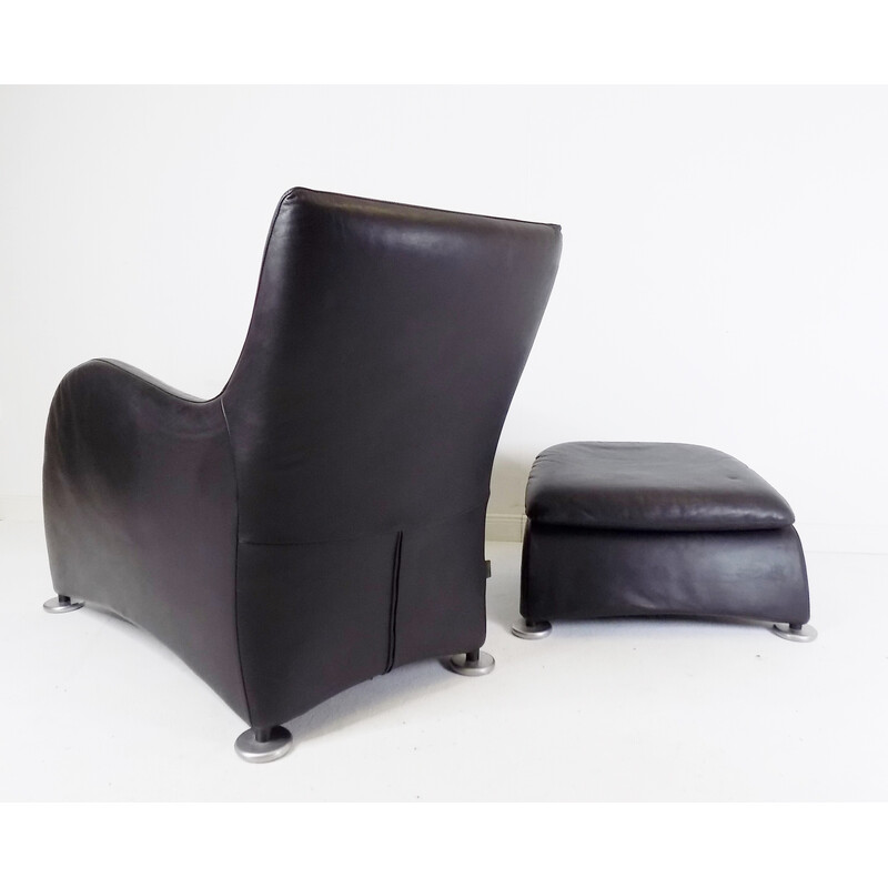 Vintage Montis Loge leather armchair with ottoman by Gerard van den Berg