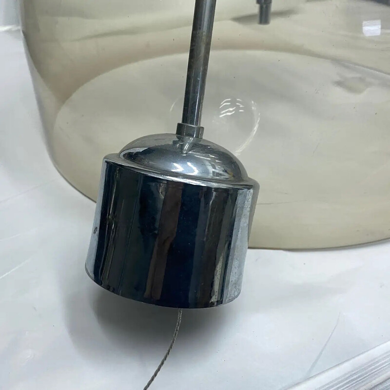 Space Age gray plexiglass and chromed metal Italian pendant lamp, 1970s