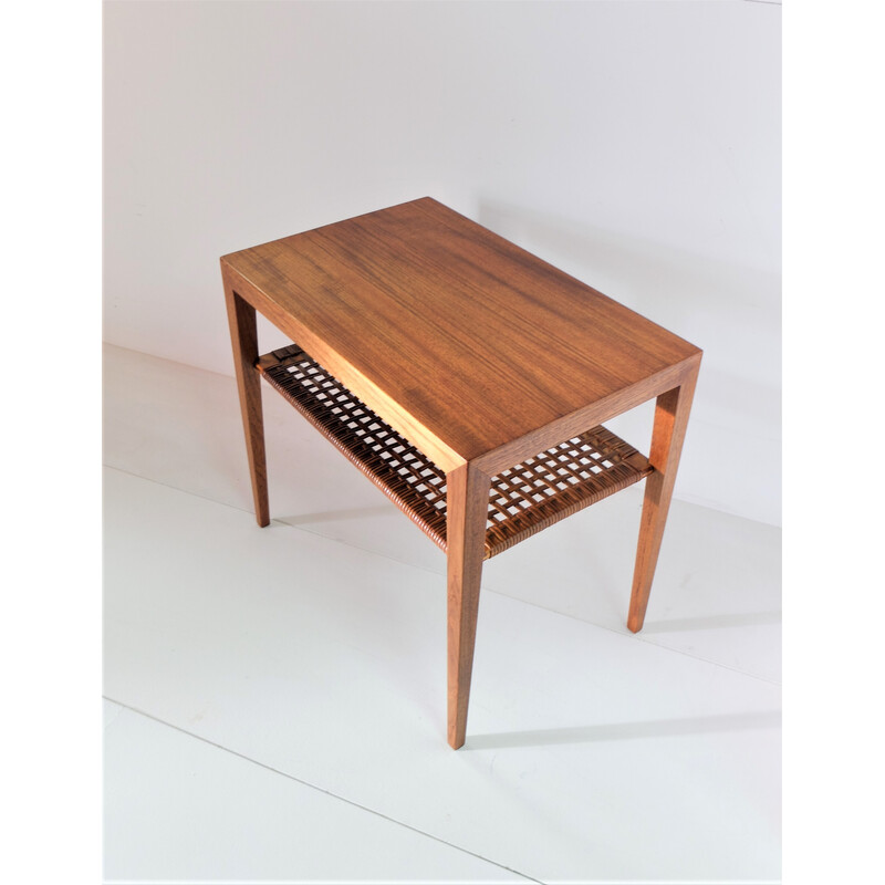 Mesa lateral de teca Vintage por Severin Hansen para Haslev Mobelsnedkeri, Dinamarca 1960