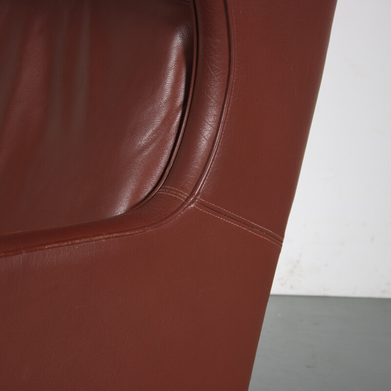 Vintage brown leather armchair by Borge Mogensen for Stouby, Denmark 1960s