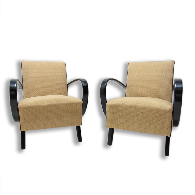 Pair of vintage bentwood armchairs by Jindřich Halabala for Up Závody, 1950s