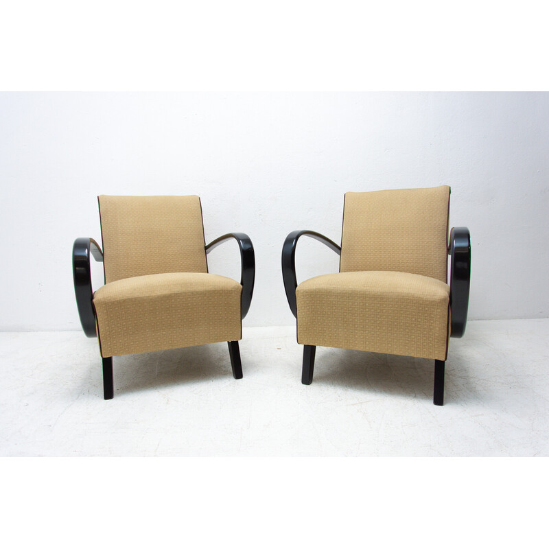 Pair of vintage bentwood armchairs by Jindřich Halabala for Up Závody, 1950s