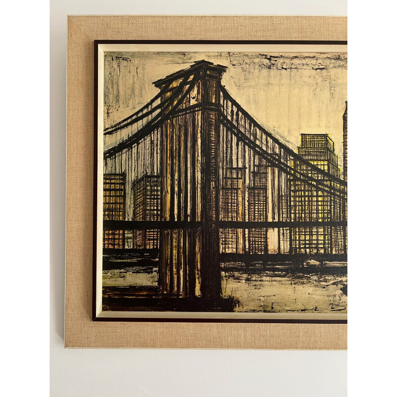 Impresión vintage enmarcada del puente de Brooklyn por Bernard Buffet, 1958