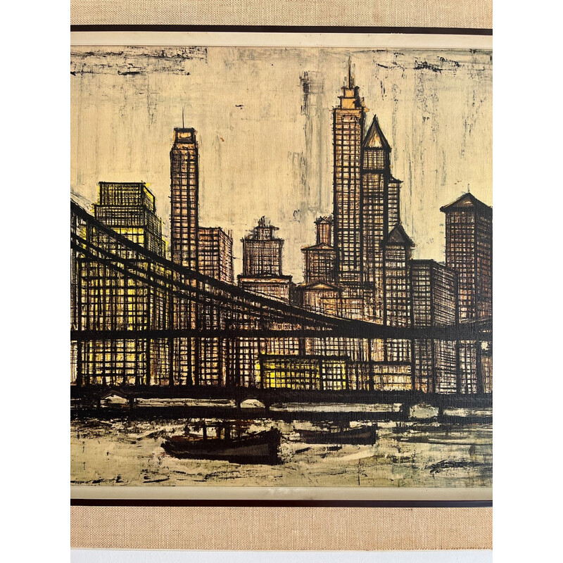 Vintage framed print of Brooklyn Bridge by Bernard Buffet, 1958