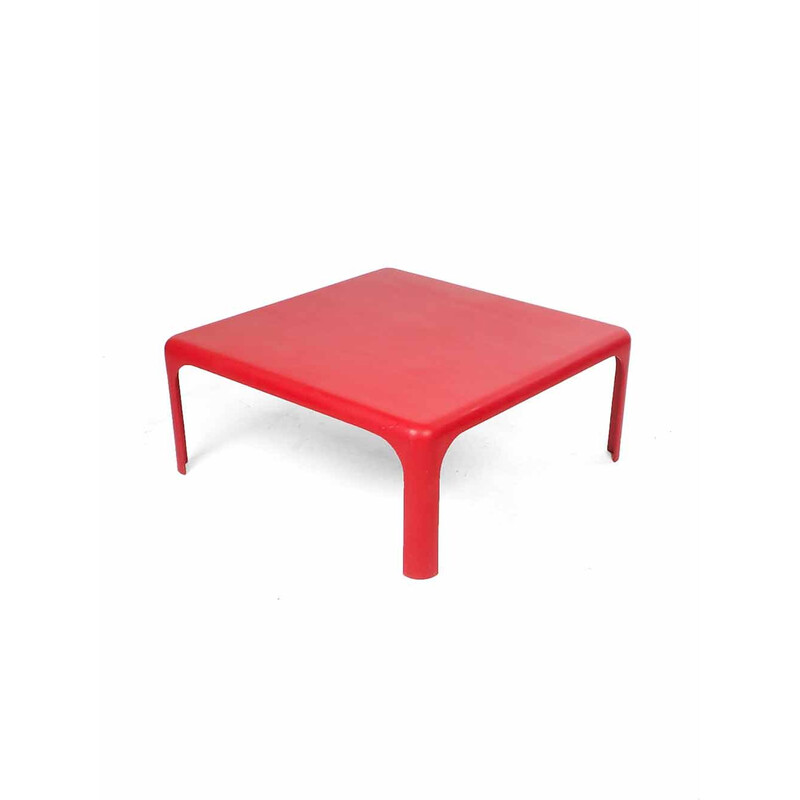 Mesa de centro roja vintage de V. Magistretti para Studio Artemide, 1966