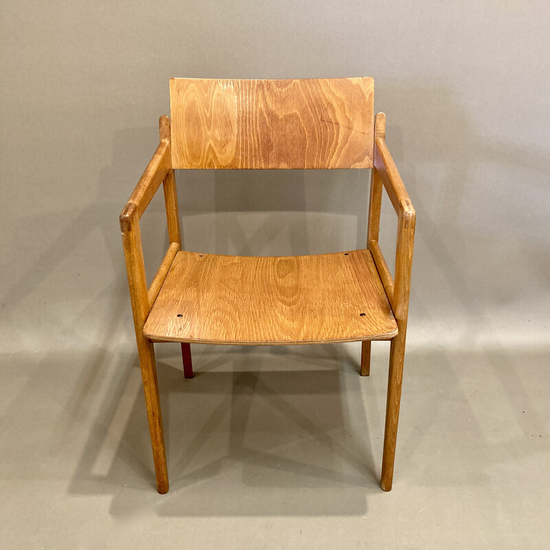 Vintage Thonet oakwood armchair, 1950