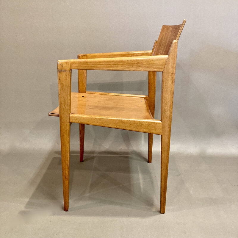 Vintage Thonet oakwood armchair, 1950