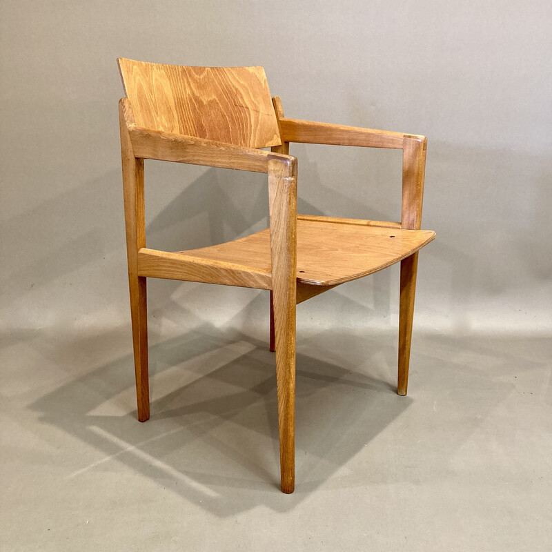 Vintage Thonet oakwood armchair, 1950