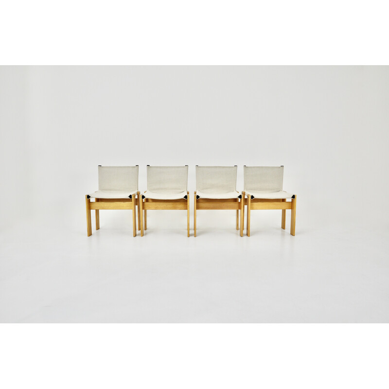 Set of 4 vintage Monk chairs by Afra and Tobia Scarpa for Molteni, 1970