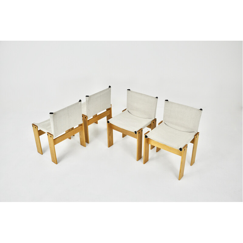 Lot de 4 chaises vintage Monk par Afra et Tobia Scarpa pour Molteni, 1970