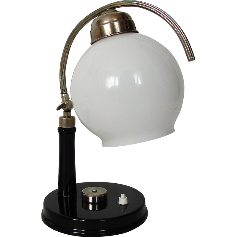 Vintage Bauhaus lamp in brass, metal and glass, 1940s