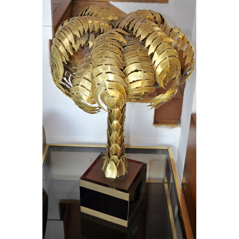 Maison Jansen palm tree-shaped table lamp in brass - 1970s