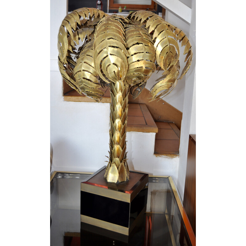 Maison Jansen palm tree-shaped table lamp in brass - 1970s