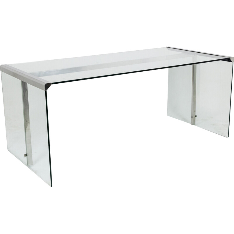 Vintage glass desk by Gallotti and Radice, 1970