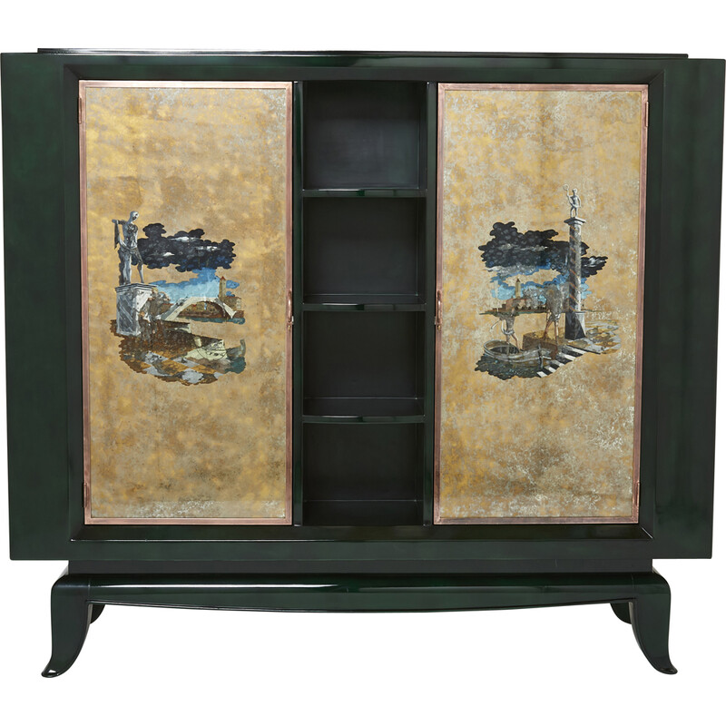 Vintage Art Deco lacquered cabinet by René Drouet and Pierre Adrien Ekman, 1938