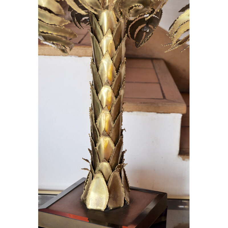 Maison Jansen palm tree-shaped table lamp in brass - 1970s
