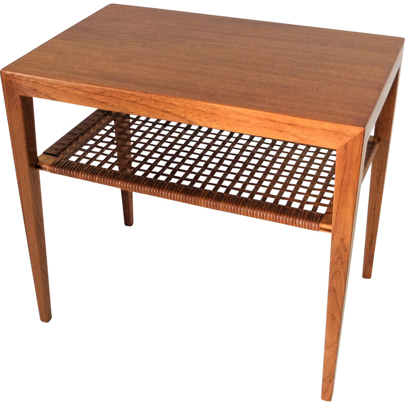 Mesa lateral de teca Vintage por Severin Hansen para Haslev Mobelsnedkeri, Dinamarca 1960