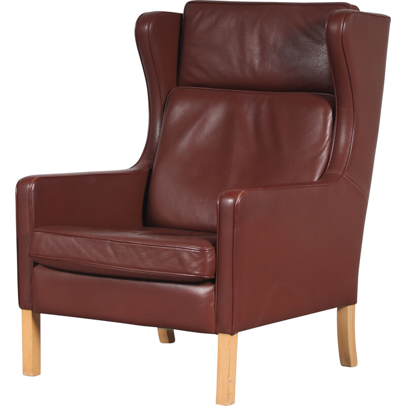 Vintage brown leather armchair by Borge Mogensen for Stouby, Denmark 1960s