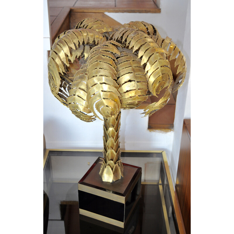 Maison Jansen palm tree-shaped table lamp in brass - 1970s