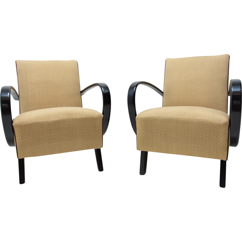 Pair of vintage bentwood armchairs by Jindřich Halabala for Up Závody, 1950s