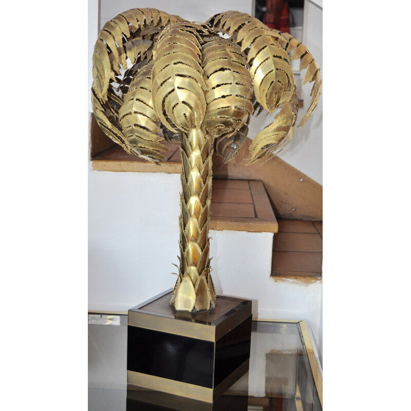 Maison Jansen palm tree-shaped table lamp in brass - 1970s