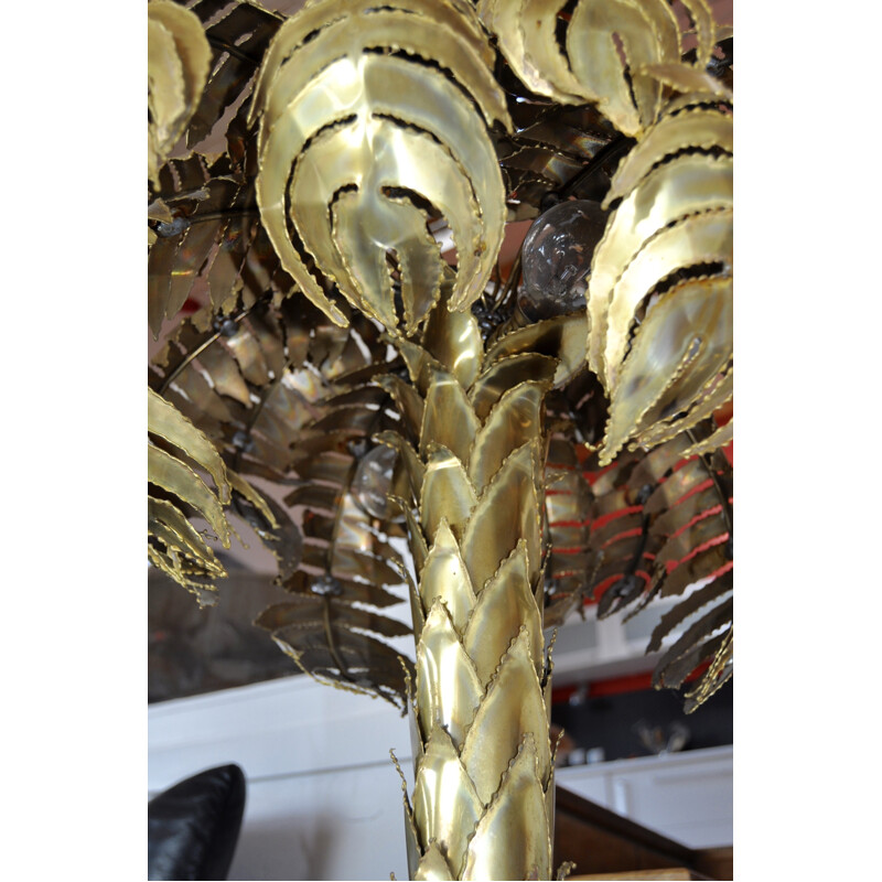 Maison Jansen palm tree-shaped table lamp in brass - 1970s