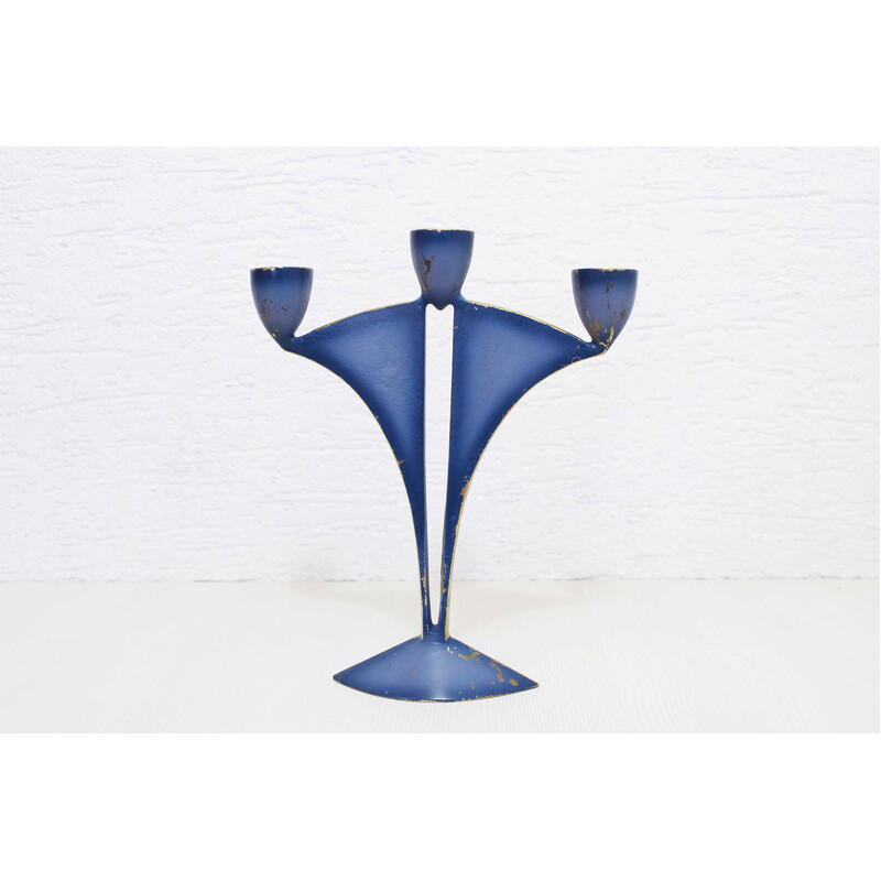 Vintage modernist bronze candlestick, 1960